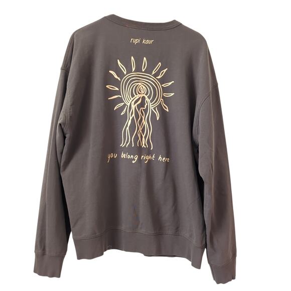 KOTN Sweatshirt Womens XXL Crewneck Brown "Home Body" Rupi Kaur Loungewear - Picture 2 of 8